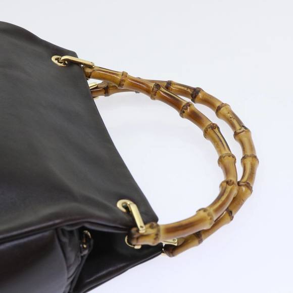 GUCCI Bamboo Hand Bag Leather Brown 000.0166.0580 Auth yk8566 - Picture 14 of 16